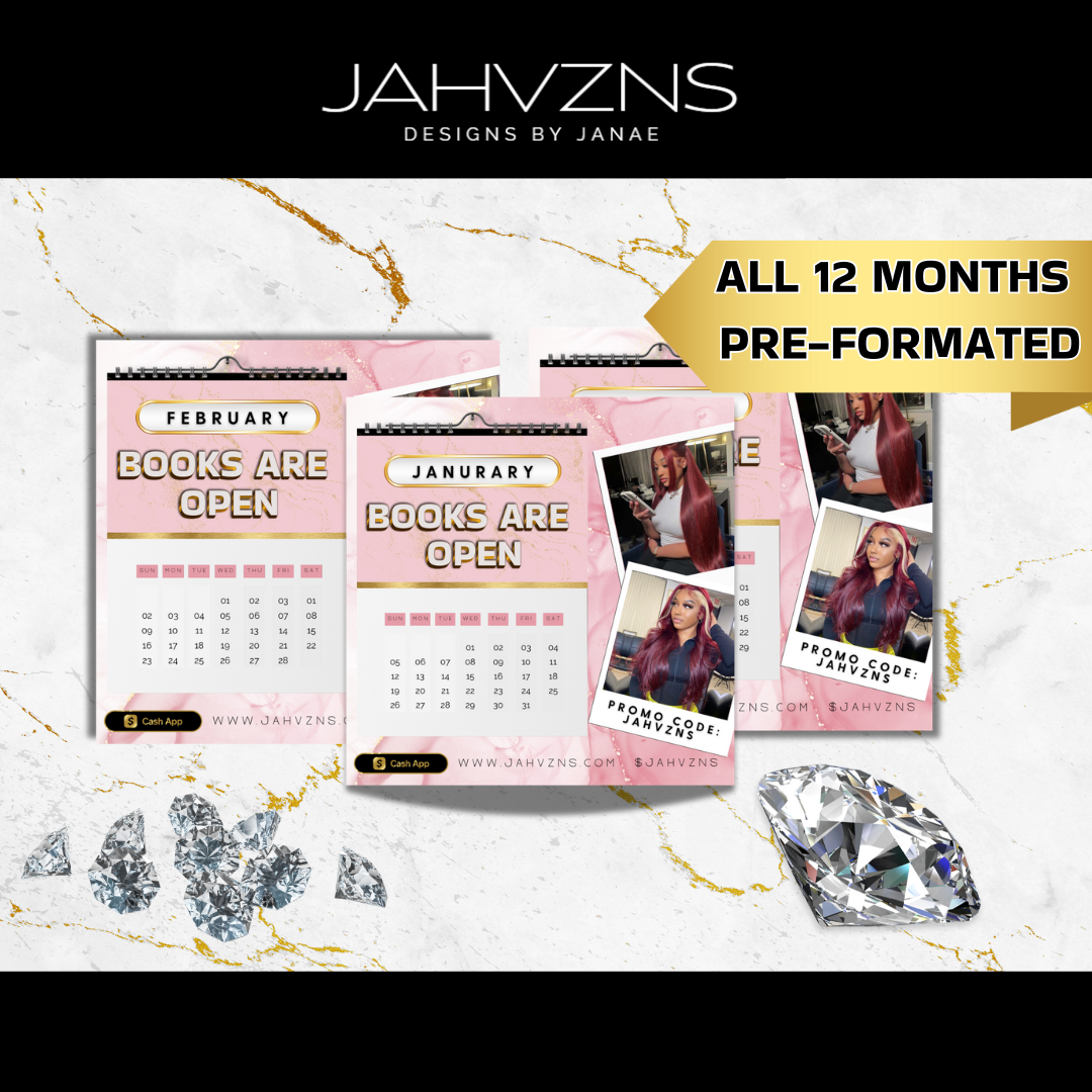 Pink and Gold Luxe 12 Month Pre-Formatted Open Books Flyer