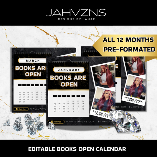 Black and Gold  Luxe 12 Month Pre-Formatted Open Books Flyer