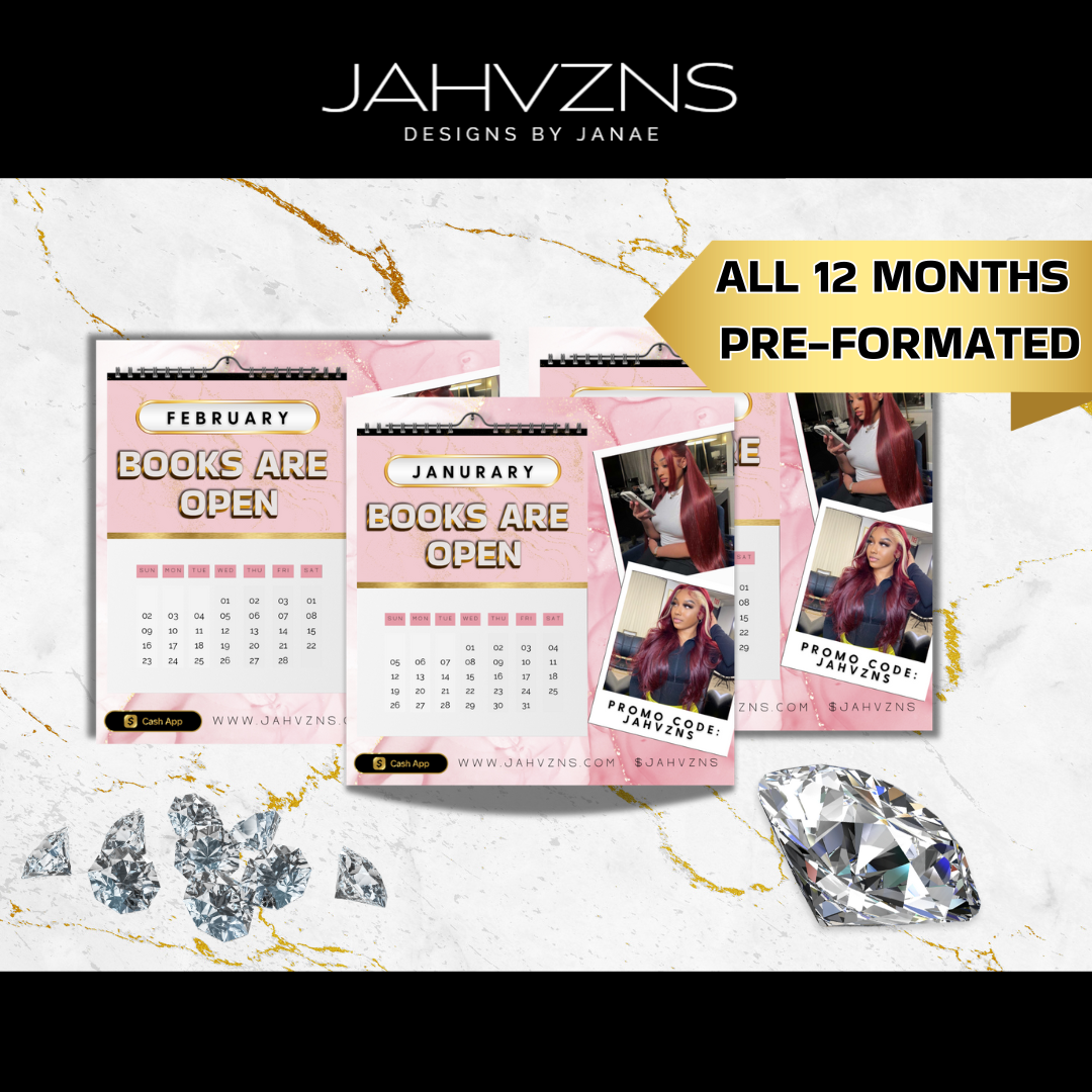 Pink and Gold  Luxe 12 Month Pre-Formatted Open Books Flyer