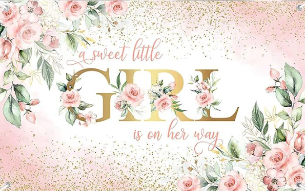 A Sweet Little Girl is On Her Way 7x5ft Backdrop