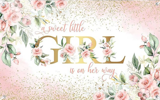 A Sweet Little Girl is On Her Way 7x5ft Backdrop